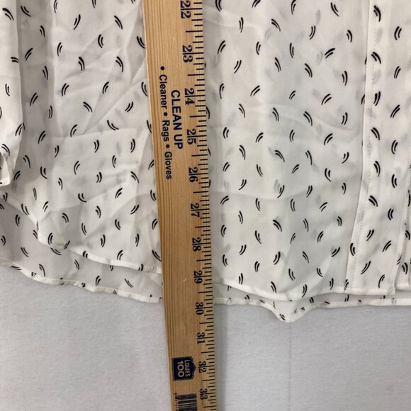 Ann Taylor  XXL Black White Polka Dot Soft Flowy Long Sleeve Button Up Office - Picture 5 of 9
